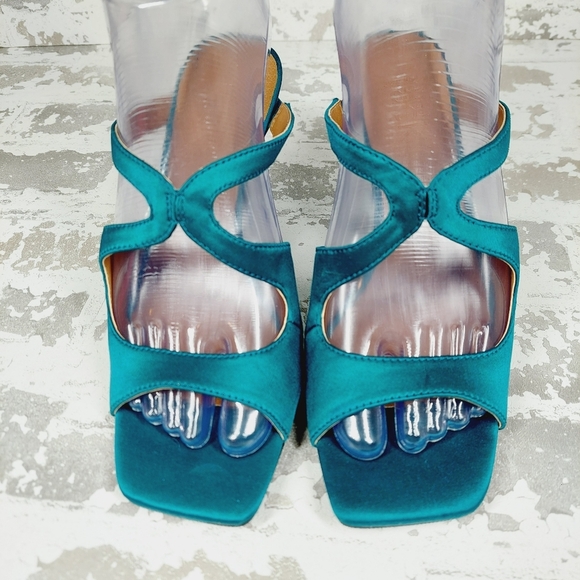 New NORDSTROM RACK Adison Stiletto Sandal In Teal Deep W1049 - Picture 5 of 13